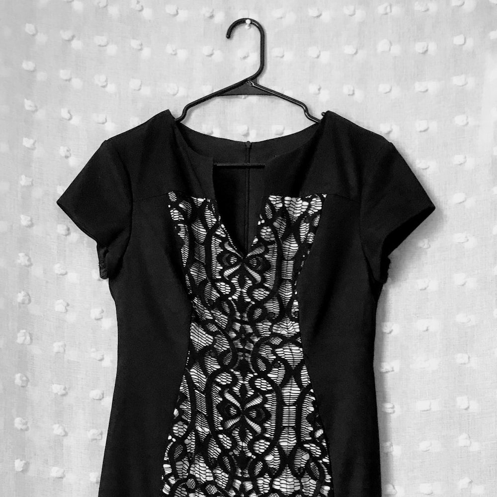 Black & White Button Sleeve Midi Dress